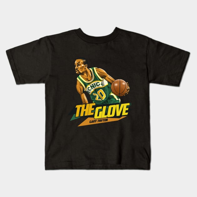 Gary Payton Kids T-Shirt by bikonatics